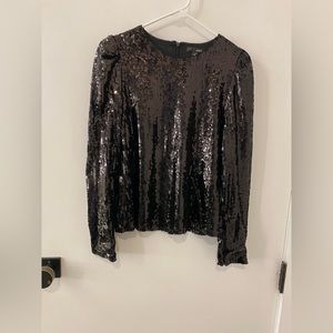AQUA Long Sleeve Sequin Top